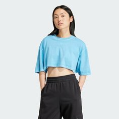 Футболка спортивная adidas Originals Essentials+ Cropped Tee, размер S INT, blue