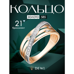 Кольцо Dewi, белое, красное золото, 585 проба, бриллиант, размер 19, золотой