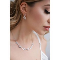 Колье Romantic Wedding, фианит, длина 51 см, серебристый