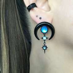Серьги Starfallshop, славянский оберег, искусственный камень, металл, черно-синий Starfall.Shop