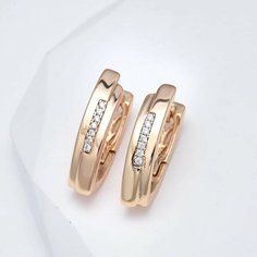 Серьги конго XUPING JEWELRY, циркон, золотой