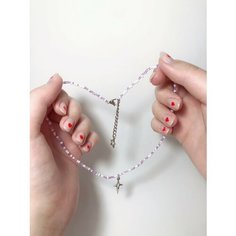 Колье, длина 37 см, белый/фиолетовый Lironia Store