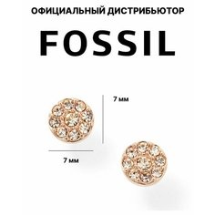 Серьги FOSSIL, искусственный камень, кристалл, розовое золото