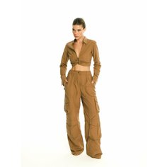 Брюки карго ZI OUTFIT, размер S, коричневый