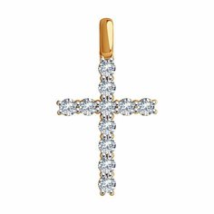 Подвеска Diamant, красное золото, 585 проба, фианит, размер 3.2 см., бесцветный