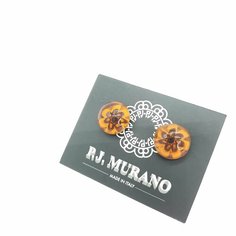 Серьги пусеты PJ Murano, стекло, коричневый