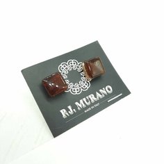 Серьги пусеты PJ Murano, коричневый