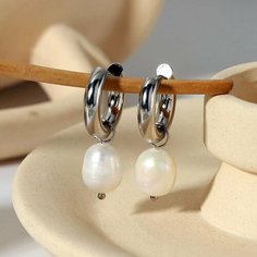 Серьги-трансформеры SORONA, жемчуг пресноводный культивированный, жемчуг барочный, жемчуг пресноводный, жемчуг культивированный, размер 30 мм, серебристый