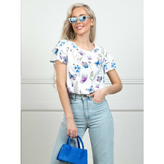 Блуза MELLORY dress, размер XL, белый, бирюзовый, голубой