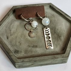 Серьги-трансформеры SferaPci, лунный камень, белый