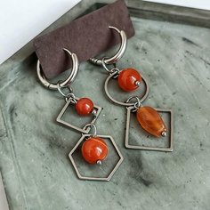Серьги-трансформеры SferaPci, сердолик, оранжевый