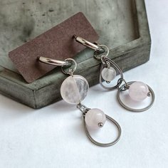 Серьги-трансформеры SferaPci, розовый кварц, розовый