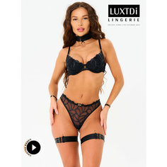 Комплект нижнего белья Luxtdilingerie Dolce Nera, размер 75B верх/S низ, черный