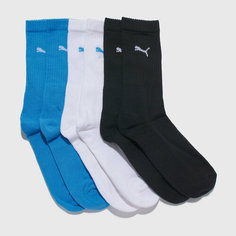 Носки PUMA Комплект носков (3 пары) Puma Crew 88035530, комплект, 3 пары, размер L, белый/голубой/черный