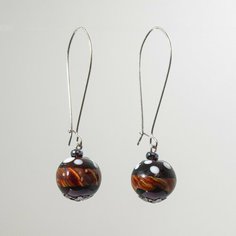 Серьги, коричневый/белый Нет бренда