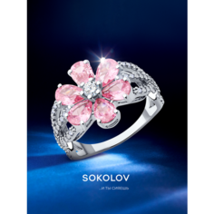 Кольцо SOKOLOV, серебро, 925 проба, родирование, фианит, размер 19