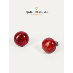 Серьги пусеты BL Jewelry, яшма, размер 12 мм, красный, коричневый