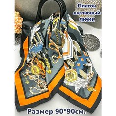 Платок GOLDEN GALA для женщин,90х90 см, серый/оранжевый