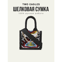 Сумка тоут TWO EAGLES, фактура бархатистая, мультиколор