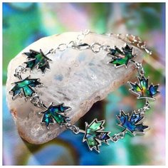 Браслет Queen Fair, эпоксидная смола, ракушка, размер 22 см, зелeный