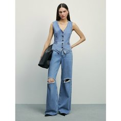 Джинсы широкие Zarina wide leg, размер 2XS (RU 40)/170, indigo blue