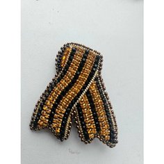Брошь, стразы, черный/оранжевый Нет бренда