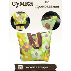 Сумка пляжная MAY:LEE, фактура гладкая, зелёный