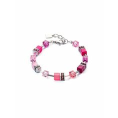 Браслет Coeur de Lion, кристаллы Swarovski, стразы, гематит, 1 шт., размер 18.5 см, розовый
