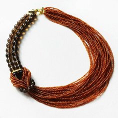 Колье Mia Diva, раухтопаз, гранат, длина 45 см, терракотовый