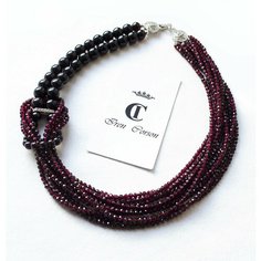 Колье Mia Diva, гранат, длина 45 см, бордовый