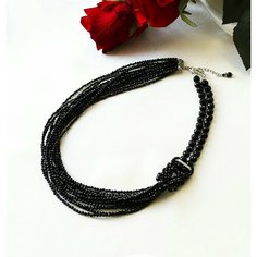Колье Mia Diva, агат, длина 45 см, черный