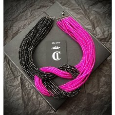 Колье Mia Diva, кварц, шпинель, длина 45 см, черный/розовый