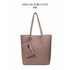 Сумка шоппер Vera Victoria Vito, фактура перфорированная, бордовый, розовый
