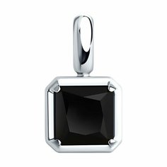 Подвеска Diamant, серебро, 925 проба, родирование, оникс, размер 1.7 см., черный