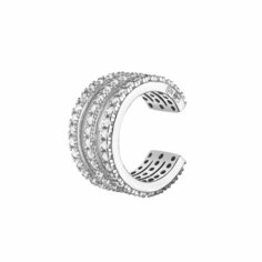 Серьги каффы WANNA?BE!, фианит, серебряный, белый Wannabe