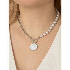 Колье SLOVO JEWELRY, перламутр, жемчуг культивированный, длина 45 см, серебристый