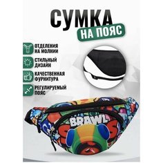 Сумка поясная , красный, черный, синий Brawl Stars