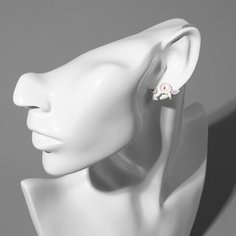 Серьги пусеты Queen Fair, эмаль, белый/розовый