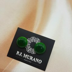 Серьги пусеты PJ Murano, стекло, муранское стекло, зелeный