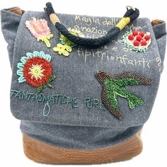Рюкзак Королевство Птички & Бабочки, фактура гладкая, рельефная, синий