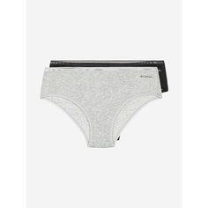 Трусы Columbia LACE COTTON STRECH HIPSTER, комплект из 2 шт., размер XL, черный/серый меланж