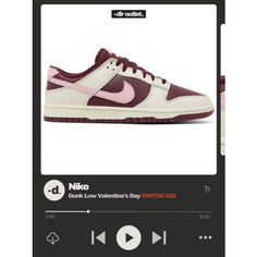 Кроссовки NIKE Dunk Low, размер 5,5us / 5uk / 38eur / 37ru / 24cm, Valentines Day