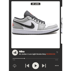 Кроссовки NIKE Air Jordan 1 Low, размер 8us / 7uk / 41eur / 40ru / 26cm, light smoke grey