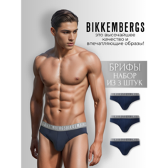 Трусы BIKKEMBERGS, комплект из 3 шт., размер L, белый, синий, серый