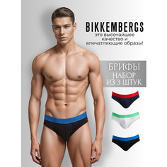 Трусы BIKKEMBERGS, комплект из 3 шт., размер M, черный, белый, красный, зеленый, синий