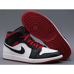 Кроссовки NIKE Air Jordan 1 Mid, полнота D, размер 10.5US /44.5 EUR, белый, красный, черный
