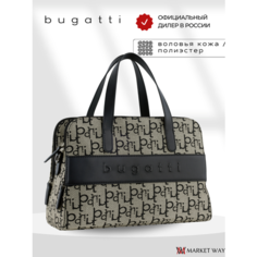 Сумка тоут Bugatti ELEA BUGATTI, фактура зернистая, гладкая, бежевый/черный