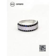 Кольцо Кристалл Мечты, серебро, 925 проба, родирование, фианит, шпинель, размер 15.5, черный, бесцветный