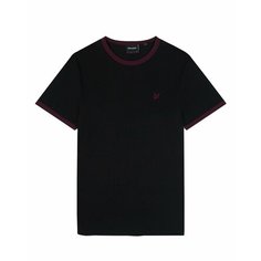 Футболка Lyle & Scott Tonal Ringer T-Shirt, размер XXL, бордовый, черный
