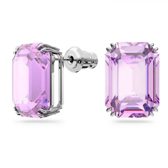 Серьги SWAROVSKI, кристаллы Swarovski, фиолетовый, серебряный